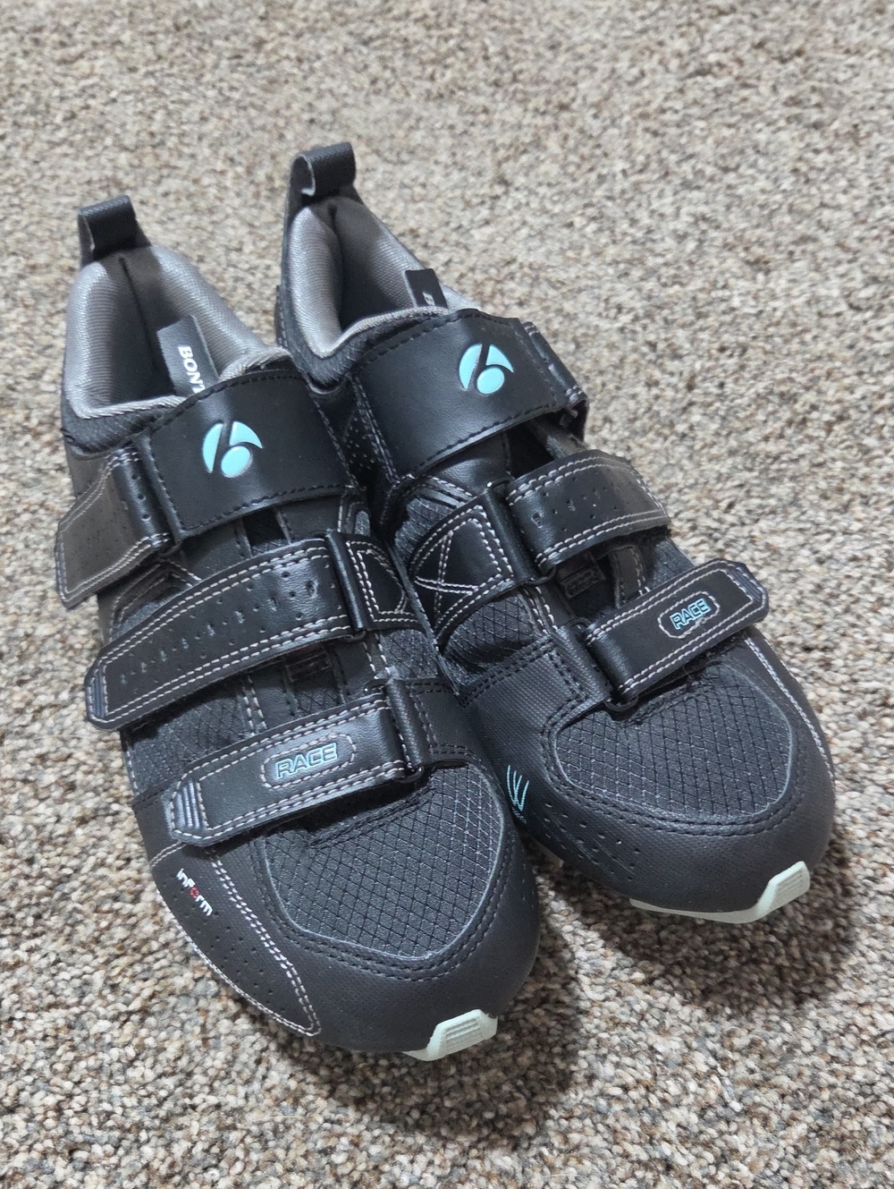 Women's Black Cycling Shoes with Aqua Accents